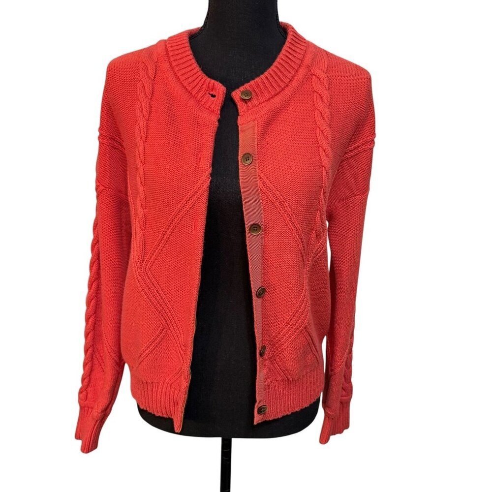 Cabi Citrus Orange Button Front Cardigan Sweater Size Medium Style #5449